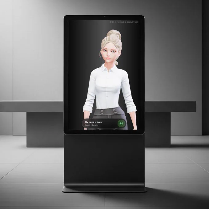 A digital signage kiosk powered by spatial agents