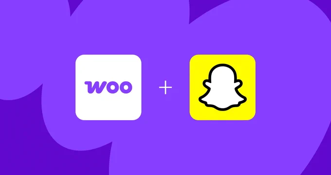 The Woo and Snap logos over a purple background.