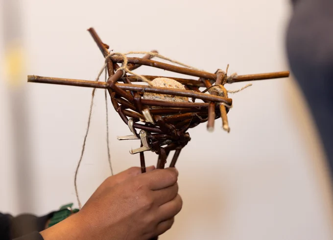 Willow woven bird feeder completed by national school student from Scoil Mháthair Dé, South Circular Road, Limerick