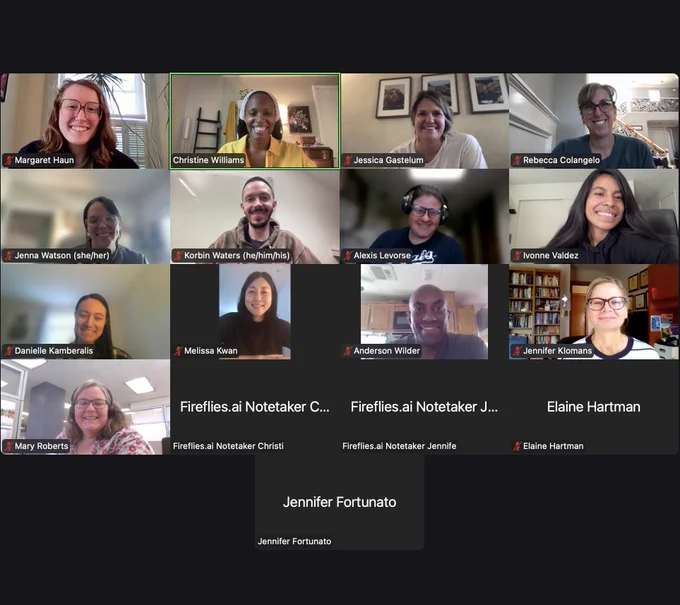 screenshot of teachers and stem pen pals smiling over zoom