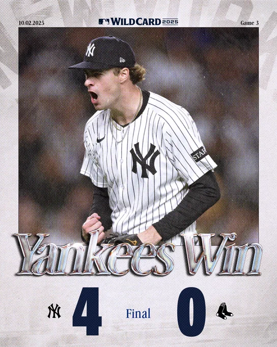 FINAL: Yankees 4, Boston 0. 