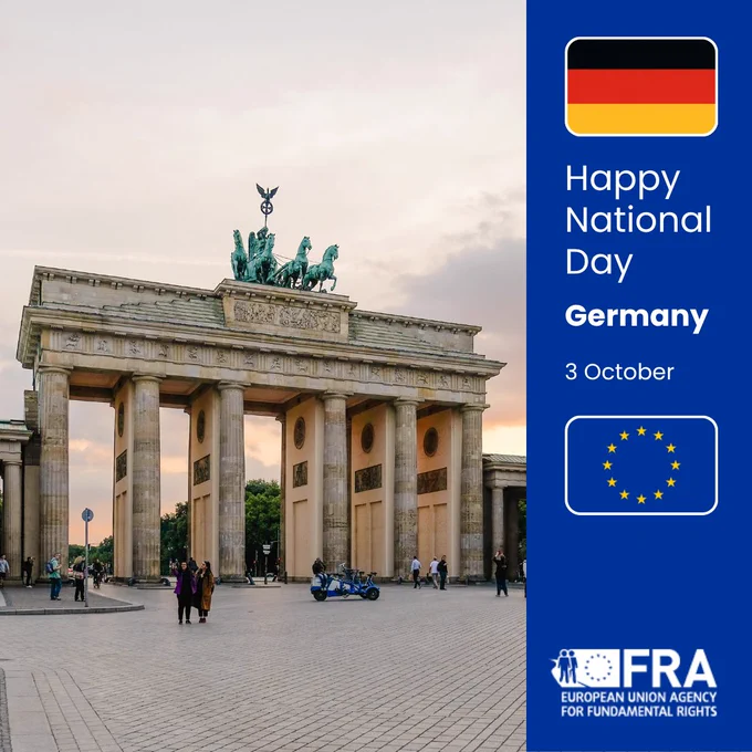 Happy national day, Germany, on 3 October from FRA. Picture of Brandenburg gate, Berlin.