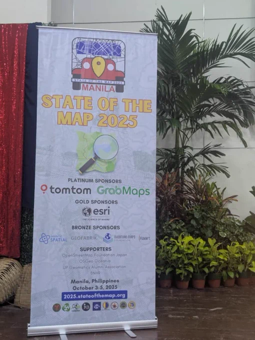 Official banner for SotM2025 showing all the sponsors and supporters of the conference