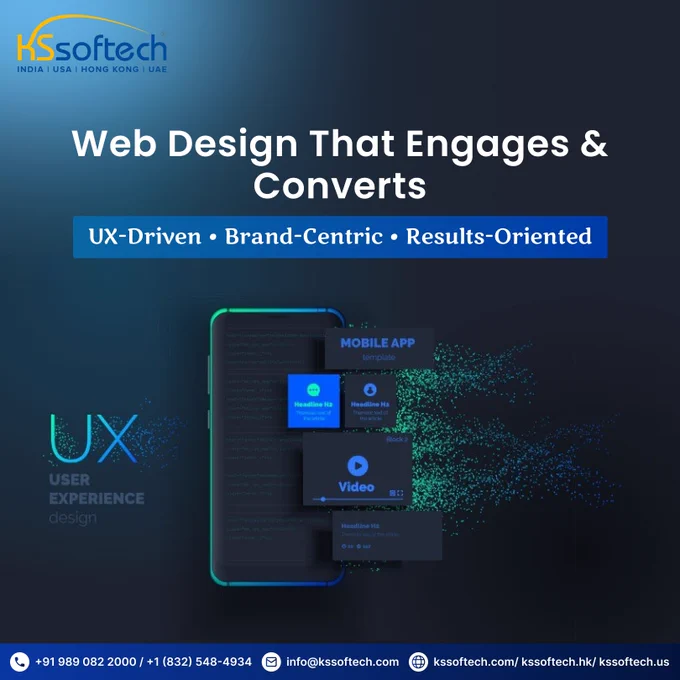 🚀 Web Design That Engages & Converts
UX‑driven. Brand‑centric. Results‑oriented.
 
Turn browsers into buyers with us at KS Softech. We craft digital experiences that look amazing, feel effortless, and perform fiercely.
 
Let’s build your website to capture attention, drive action, and grow your brand.
 
📧 info@kssoftech.com
📱  91 98908 22000 |  1 (832)-548 4934
#UXDesign n #UIDesign #UIUX #WebDesign #BrandIdentity #Conversion #KSSoftech #WebDevelopment #MobileApps #EcommerceSolutions #DigitalMarketing #SEOServices #TechForGrowth #USA #UAE #KSA #HongKong #NewYork #BusinessTransformation #SmartSolutions