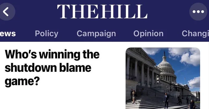 The Hill Article:

“Who’s winning the shutdown blame game?”
