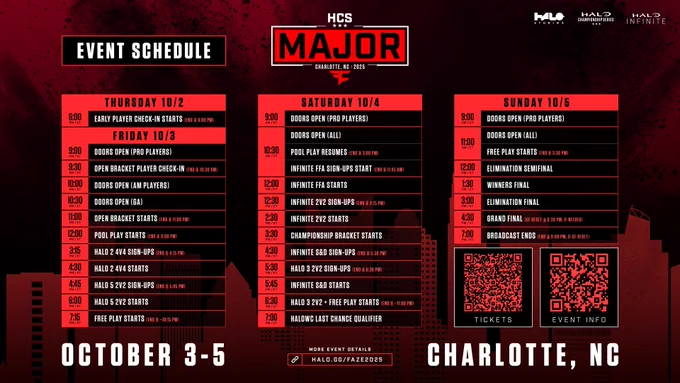 HCS Charlotte Major 2025 - Event Schedule