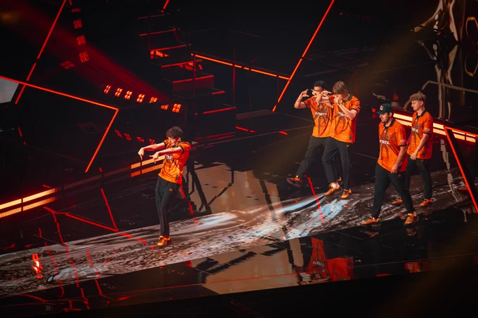 FNC Boaster and FNATIC team walkout during their Upper Finals match against NRG at VCT 2025 Champions Paris