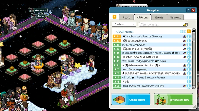 41 players inside the HabboArcade Fansite Giveaway room on Habbo.com, hosted by elseifcameron, TheHarveh and Present