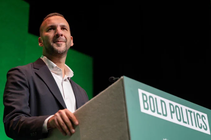 Zack at the Bold Politics podium 