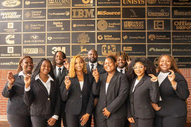 [From left to right: Lovely Martin, Lauren Mickens, Trenton Swagger, Kari Johnson, Devin Hall, Jordan Shoats, Anthony Blount, Darla Moore, and Daniyah Curry. Xavier Jackson is not pictured.]