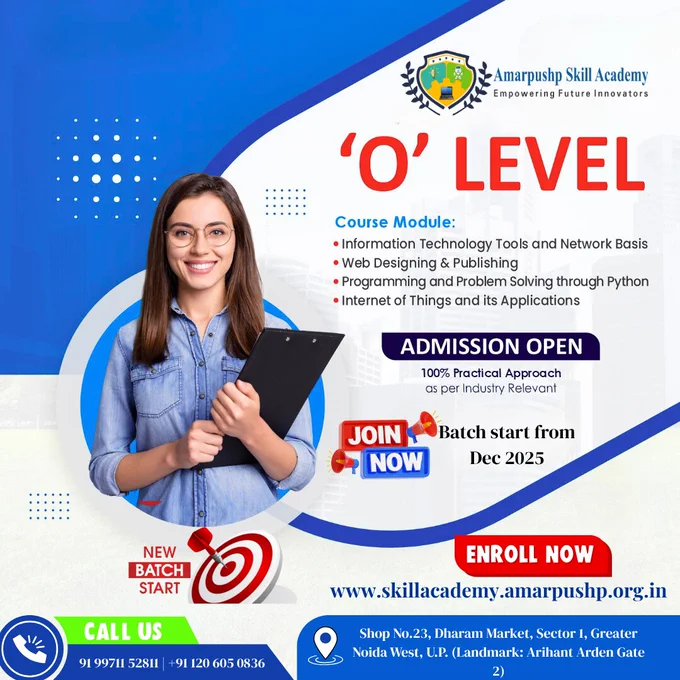 🚀 Join the Best Skill Development Center in Noida Extension!

Looking for job-oriented courses in Noida Extension?
Amarpushp Skill Academy offers industry-ready training programs designed to boost your career.

💻 Popular Courses:

‘O’ Level Certification (IT Tools, Web Designing, Python & IoT)

Python Training in Noida Extension

Computer Classes near you with expert guidance

🎯 100% Practical Learning | Industry-Relevant Curriculum
🗓 New Batch Starts: December 2025

📍 Visit us at: Shop No. 23, Dharam Market, Sector 1, Greater Noida West (Landmark: Arihant Arden Gate 2)
📞 Call:  91 99711 52811 |  91 120 605 0836
🌐 www.skillacademy.amarpushp.org.in

#SkillsAcademyInNoidaExtension #SkillDevelopmentCenter #JobOrientedCourses #PythonTraining #ComputerClassesNearMe