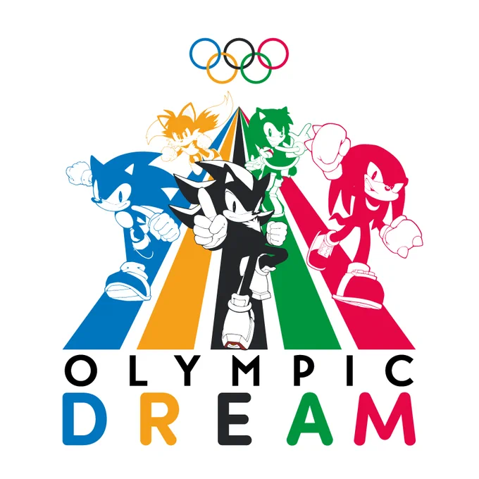 Sonic, Tails, Shadow, Amy, and Knuckles with the text "Olympic Dream"