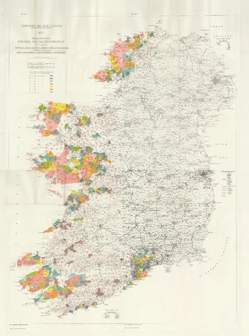Map of Gaeltacht areas in Ireland in the 1920s