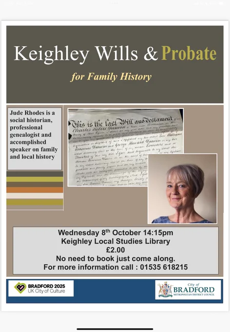 Poster advertising talk showing picture of a will and a picture of Jude Rhodes