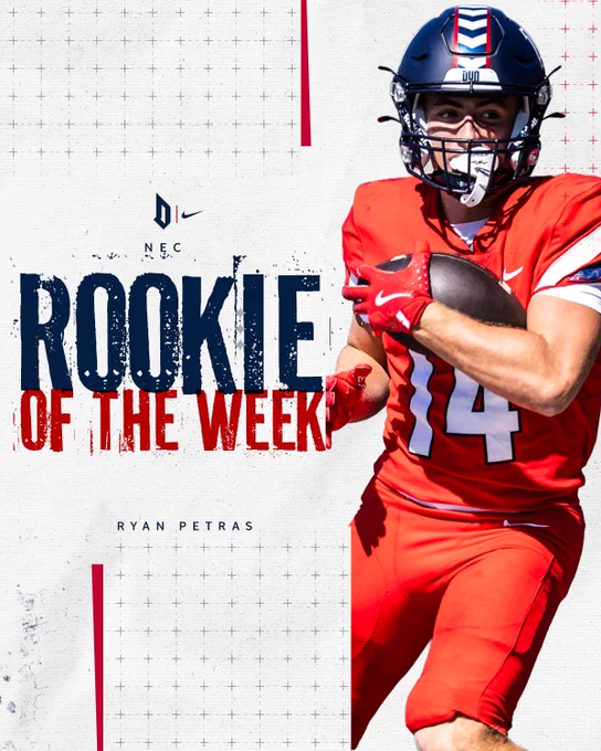 Ryan Petras NEC Rookie of the Week graphic