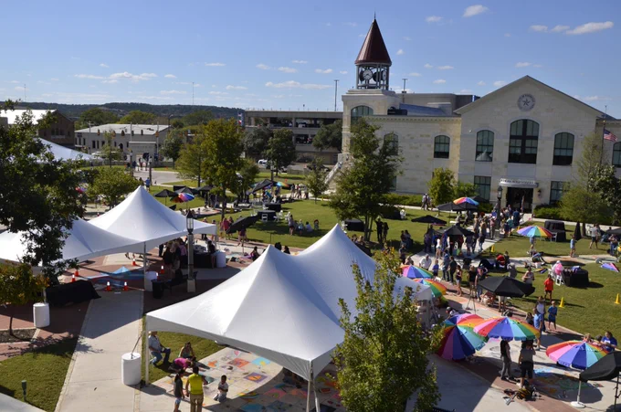 An aerial view of a Kerrville outdoor festival.