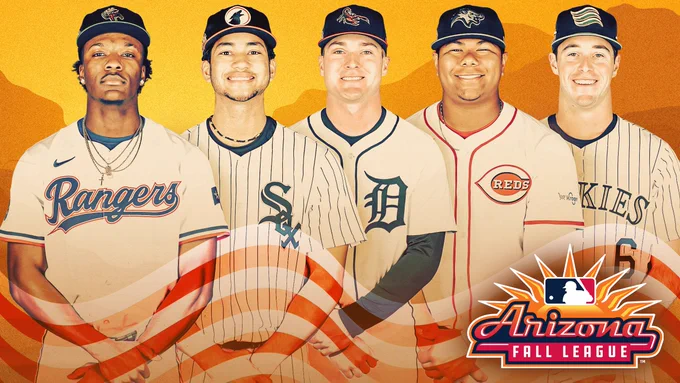 From left to right: Photos of Sebastian Walcott, Braden Montgomery, Kevin McGonigle, Alfredo Duno and Charlie Condon
ARIZONA FALL LEAGUE LOGO
