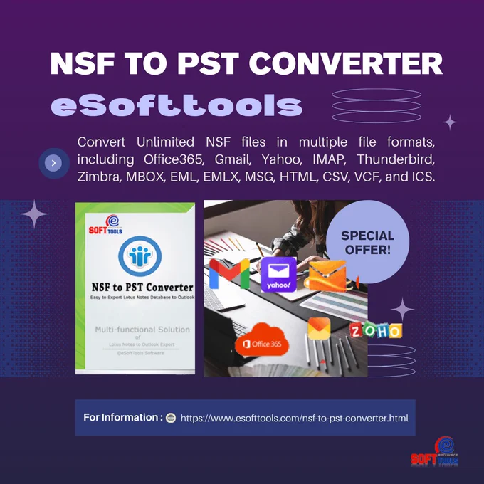 eSoftTools NSF to PST Converter Software - Export emails, contacts, calendars & more to PST, EML, MBOX, MSG, and more