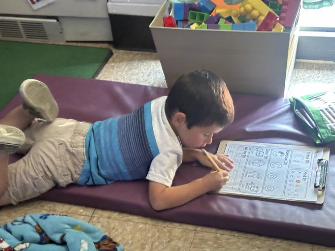 Student working on a worksheet