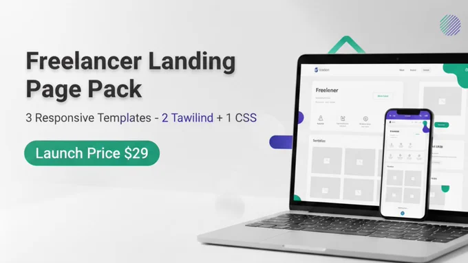 Just launched 🚀
3 responsive HTML landing page templates for freelancers & agencies.
Built with Tailwind CSS   plain CSS versions.
Clean, mobile-first & easy to customize.

🎨 Preview   download: https://websofty3.gumroad.com/l/freelancerpack

#tailwind #webdesign #freelancers #indiehackers