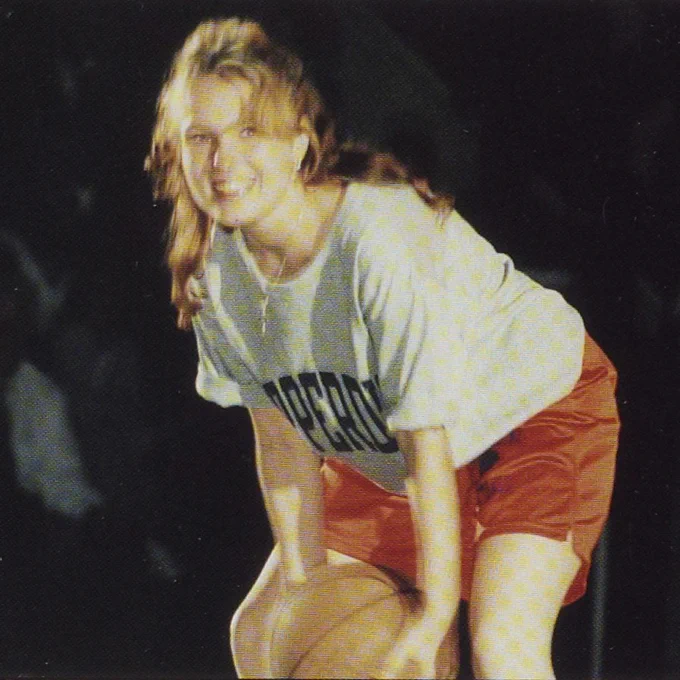 Nichole Wade about to attempt a half-court shot.