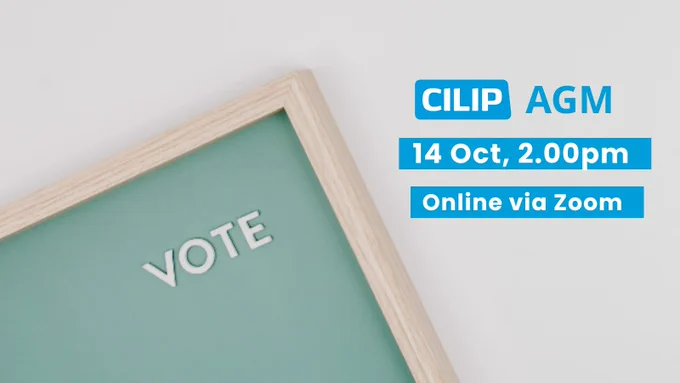 CILIP AGM banner. 14 Oct 2pm online