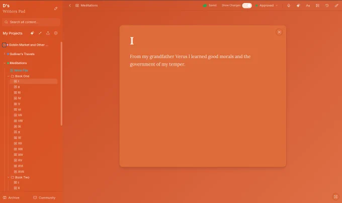 Writers Pad UI design