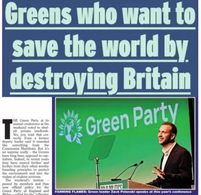 Greens who want to save the world by destroying Britain.