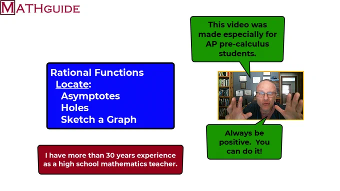 Learn how to find asymptotes and holes of rational functions.  Learn how to sketch the graphs of these functions.