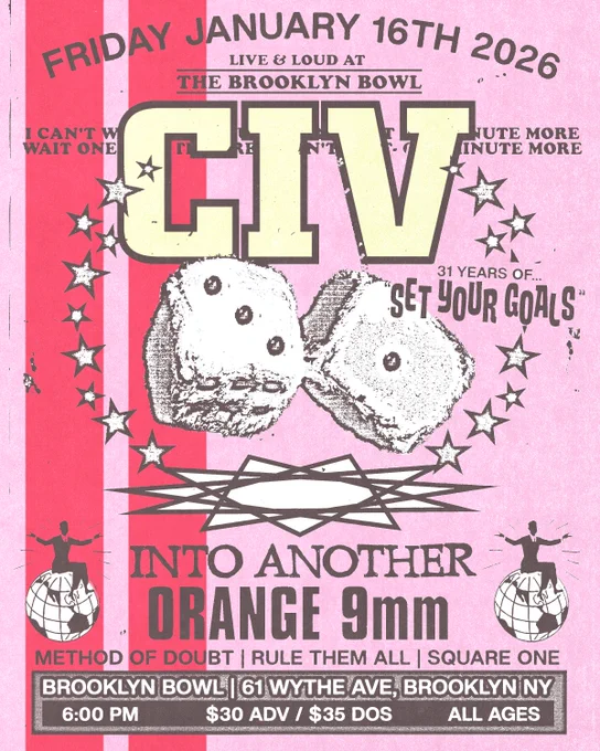 CIV, Into Another, Orange 9mm @ The Brooklyn Bowl 1/16/26