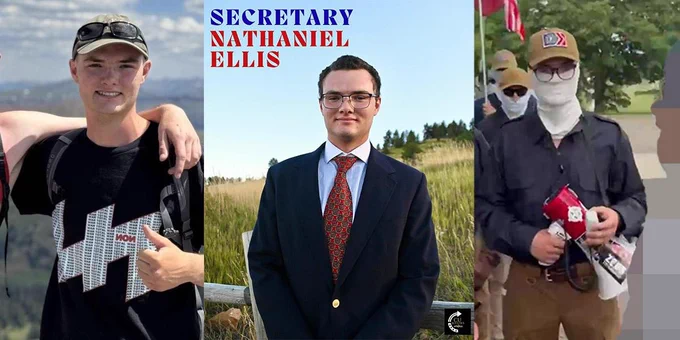 Three photos of Patriot Front member Nathaniel Ellis