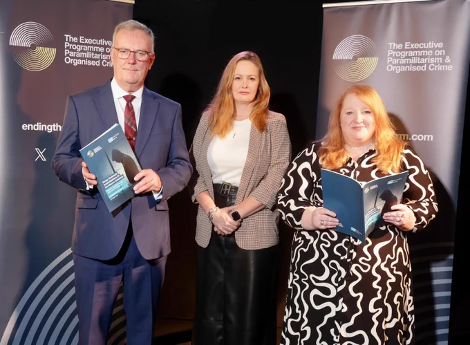 Health Minister, Director of EPPOC, Justice Minister pictured at launch of Drugs Related Intimidation Report