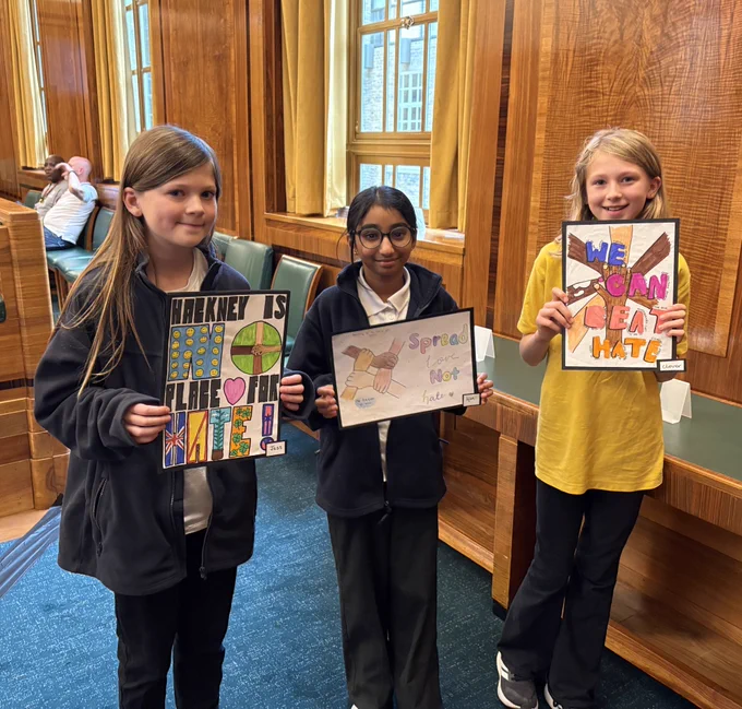 Poster designs from Hackney students, including Clover from Jubilee Primary who came first.