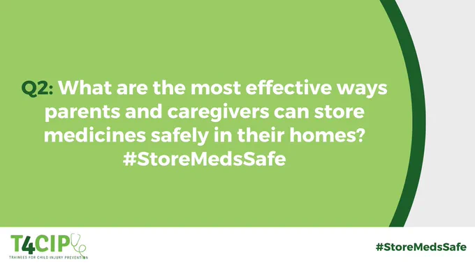 Q2: What are the most effective ways parents and caregivers can store medicines safely in their homes? #StoreMedsSafe