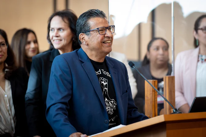 Community leader Paul Ramirez speaks in Board Chambers in Martinez, California on Tuesday, October 21, 2025.