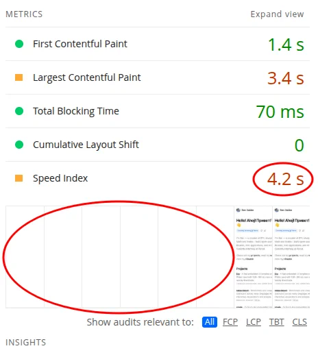 4.2s Speed Index without inlineCss