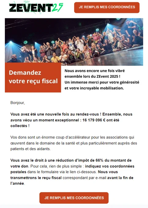 Reçu fiscal ZEVENT 2025