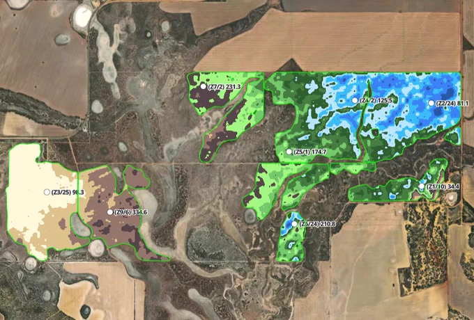 Gamma thorium zones, note again, the spread of point locations across map distributions