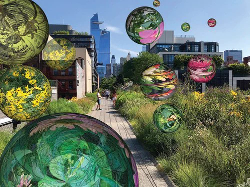 Wild Heterotopias. Augmented reality installation by Shuli Sadé. Copyright: Sadé studio, 2019. The Highline, NYC.