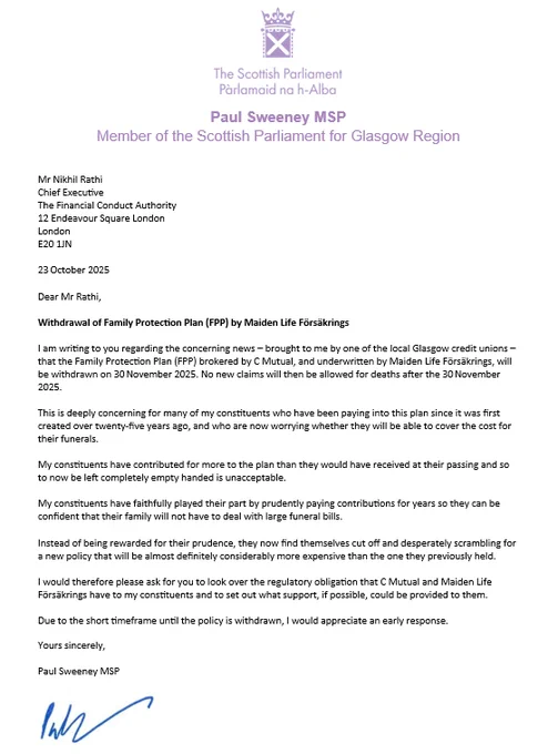 My letter to the FCA.