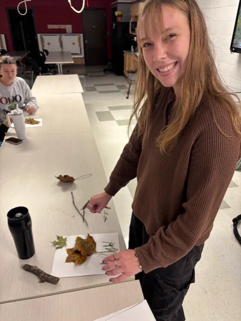 OTD student, Kylee Wieging, working on her nature based activity 