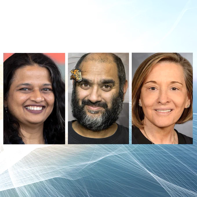 Cornell scholars Kavita Bala, Anurag Agrawal, and M. Virginia Pascual, inducted into the American Academy of Arts & Sciences in Boston, 2025.