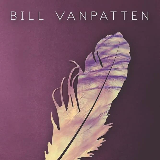 The cover of Ángel by Bill VanPatten shows a translucent tan feather on a purple background.