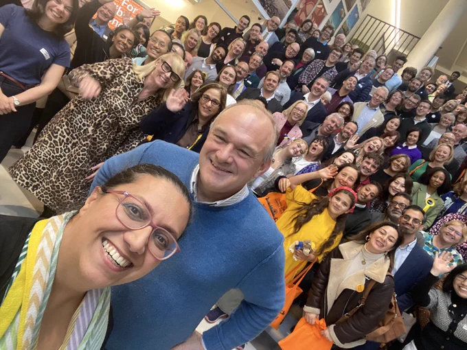 Hina with Ed Davey and loads of London LibDems behind them!