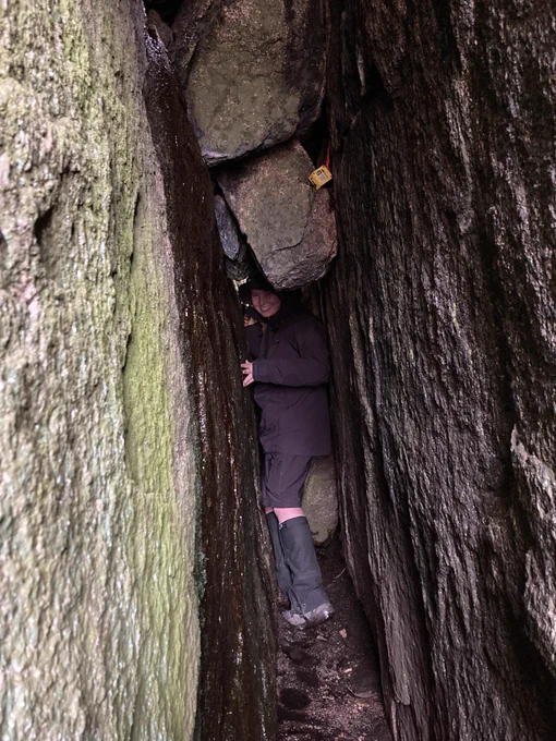 Researcher in cave looking for bogong moths.