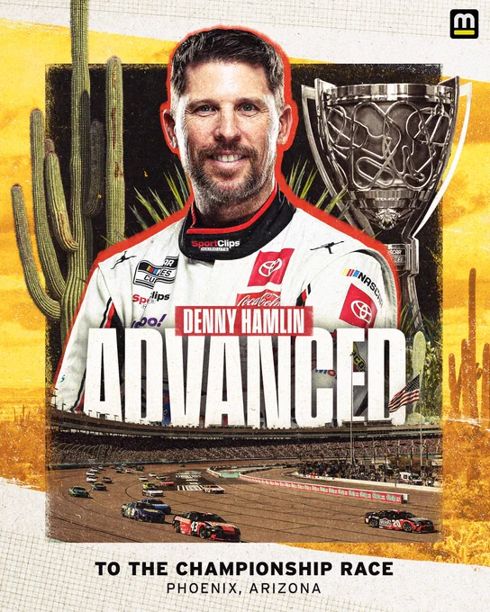Denny Hamlin advances to the NASCAR Championship race by virtue of his win at Las Vegas Motor Speedway.