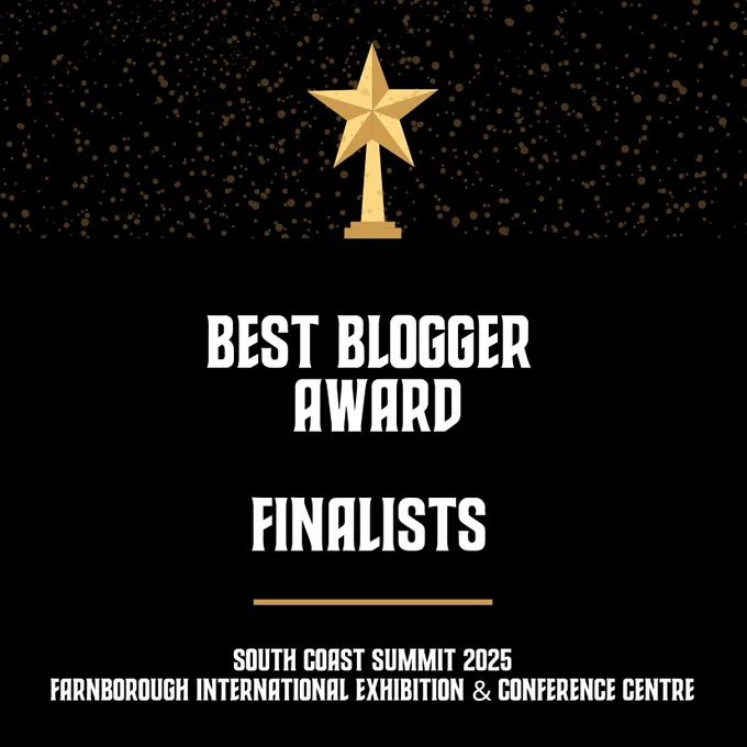 Social media tiles promoting Best Blogger Award at the South Coast Summit 2025