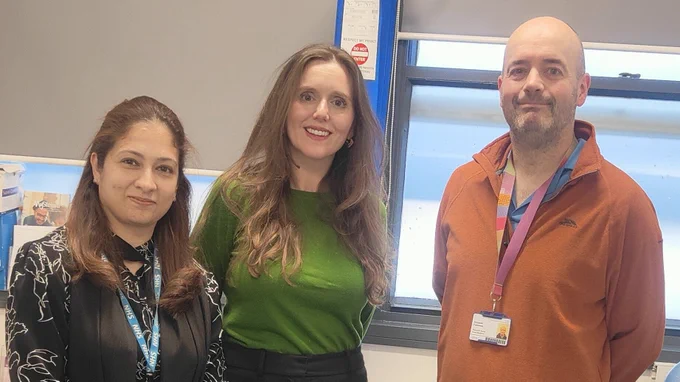 Hull Royal Infirmary Research Team - PI Amna, Investigator Sophie and Research Nurse Dom.