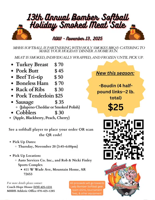 13th annual holiday meat sale. Call Hope House at 425-1231 for questions about dates and pricing. 