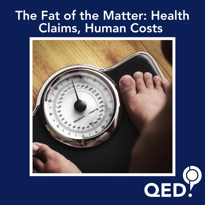 A graphic with the panel title: The Fat of the Matter: Health Claims, Human Costs.
